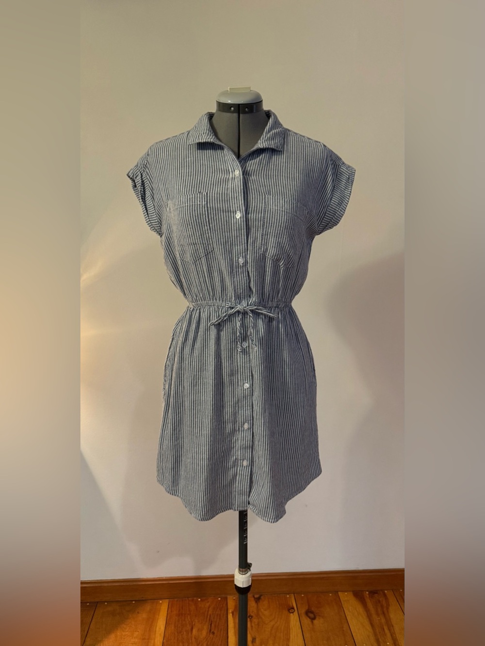 Japna Blue and White Striped Button-Front Tunic